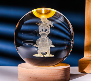 Creative 3D Crystal Ball Solar Night Light Luminous Mini <b>Lamp</b> with 3D Engraved Base for Home Decor Plug-In Power Supply - Product Image 2