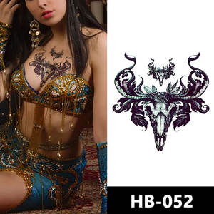 Tatuaje adhesivo sin dolor con diseño de Calavera, <span class=keywords><strong>tatuajes</strong></span> personalizados impermeables de medio brazo y espalda - Product Image 6