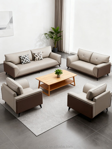 Conjunto de Sofás de Recepción para Oficina Comercial Z902, Cuero PU, Sillas Modernas para Sala de Espera, Mesa de Té, Personalizable para Vestíbulo, Salón, Apartamento - Product Image 3