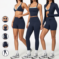 Ensemble de yoga et Pilates pour femmes 6 pièces : Soutien-gorge de sport sans manches à taille élastique et séchage rapide, short taille haute, leggings, veste de fitness