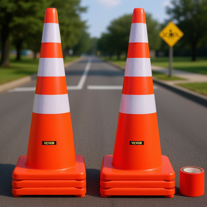 Coni di Sicurezza 6 X 36 Pollici in PVC Arancione Riflettente per Controllo del Traffico e Segnalazione Stradale con Base Appesantita - Product Image 2
