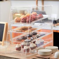 Vitrine de présentation de pâtisseries en acrylique à 4 niveaux pour la vente en gros, idéale pour les beignets, les gâteaux, les biscuits, etc.