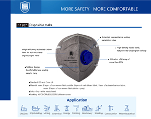 Mascarilla Respiratoria KN95 1007 de 3 Capas de Tela No Tejida Desechable Antipolvo con Clip Nasal Metálico para Protección Contra Polvo y Gases Nocivos - Product Image 5