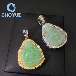 New Arrival 925 Sterling <b>Silver</b> Green Jade Buddh Moissanite Men Pendant Hip Hop <b>Charm</b> for Men Pass Diamond Tester GRA - Product Image 4