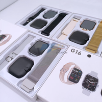 Montre connectée G16 à 2 bracelets pour hommes et femmes, étanche, suivi d'activité, appels Bluetooth, fréquence cardiaque, double bracelet pour Android