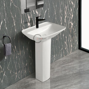 Lavabo de Pedestal Moderno de Cerámica, Cuadrado y Compacto, Diseño Clásico Hecho a Mano para Proyectos de Villas - Product Image 3