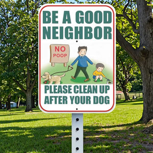 Señal de advertencia de aluminio reflectante sin caca con estaca, "Sé un buen vecino" para césped al aire libre, jardín y comunidad - Product Image 5
