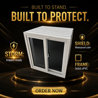 Ventana Corredera Horizontal de Doble Panel de UPVC Blanca de 37x38, Resistente a Huracanes, Insonorizada, con Vidrio Aislante y Mosquitera