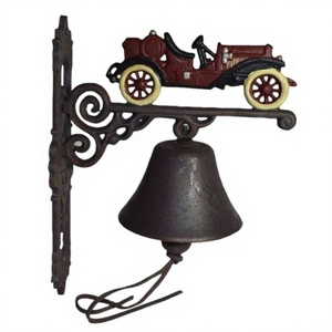 Porción de rehenes de hostal/granja utiliza campana decoraciones de pared de jardín vintage campana de cena montada en la pared de hierro fundido marrón - Product Image 1