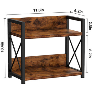 Kitchen Storage Rack 2 Tier Brown Wood Metal X Shape Design Countertop Organizer for Pantry Bathroom - Product Image 2
