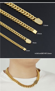 Collar de <span class=keywords><strong>Cadena</strong></span> <span class=keywords><strong>Cubana</strong></span> de Hip Hop Personalizado, Chapado <span class=keywords><strong>en</strong></span> <span class=keywords><strong>Oro</strong></span> de 18k para Hombre, <span class=keywords><strong>Cadena</strong></span> <span class=keywords><strong>Cubana</strong></span> de Acero Inoxidable Estilo Miami - Product Image 6