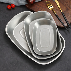 Stainless Steel Oval Rectangular Plates 300 Series <b>Microwave</b> Safe For Barbecue Snack Dessert Serving - Product Image 2