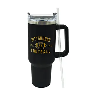 Kolu ve saman ile özel kişiselleştirilmiş 40oz Tumbler, spor Pittsburgh Steelers yalıtımlı seyahat kupa 40oz XL Tumbler