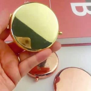 6.5cm Tri Color Folding <b>Mirror</b> Gold Silver Rose Gold Portable <b>Compact</b> Handheld Round Makeup <b>Mirror</b> for Women's Gift Travel - Product Image 1