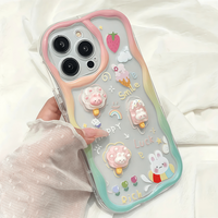 Coque arrière pour iPhone 16 15 17 18 Pro Max avec motif crème et autocollants DIY mignons en forme de patte de chat