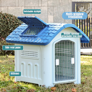 Caisse pour chien en forme de dessin animé mignon maison pour animaux de compagnie en plein air avec bouches d'aération et <span class=keywords><strong>cage</strong></span> pour chien chaude au sol surélevée - Product Image 2