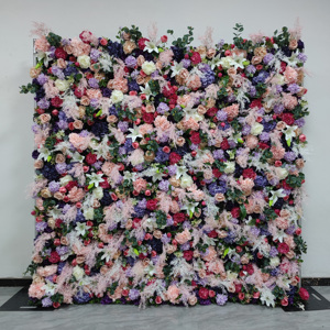 DKB - Fondo de Pared de Flores Artificiales Hechas a Mano, 8 pies x 8 pies, Flores de Seda Mixtas, Decoración Romántica de Ensueño para Bodas, Reutilizable y Reciclable - Product Image 1