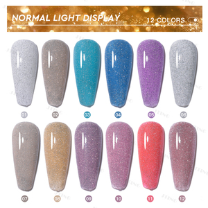 JTING Bộ 12 Màu Sơn Móng Tay Gel Phản Quang Disco Kim Cương Lấp Lánh Lấp Lánh Kim Cương Lấp Lánh Phổ Biến OEM - Product Image 5
