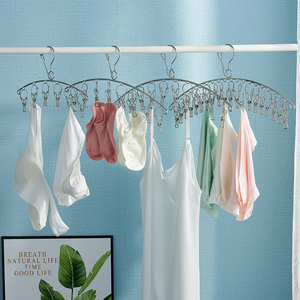 Séchoir à linge en acier inoxydable 201 avec 10 pinces, étendoir multi-prises anti-rouille pour sous-vêtements et chaussettes - Product Image 4