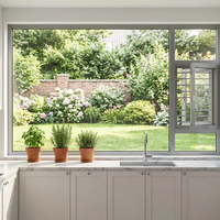 Fenêtre coulissante en alliage d'aluminium avec panneau de ventilation à persiennes, verre fixe, design européen, pour salle de bain et extérieur