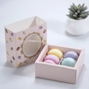 可爱的彩色矩形小吃外卖带窗口盒蛋糕和糕点马卡龙饼干盒定制蛋糕盒