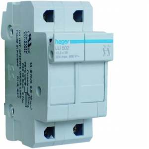 LU502 Personalizzabile con Portafusibili Hagers UL 10.3X38 2P 2 Moduli DIN - Product Image 1