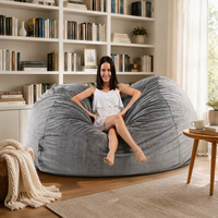 Fauteuil pouf géant de 1,80 m en fausse fourrure de lapin, housse de canapé paresseux ronde et moelleuse, coussin de salon doux et luxueux pour salon et chambre à coucher