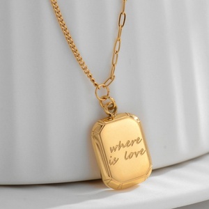 Collar Personalizado con Logotipo, Resistente al Deslustre, Impermeable, de Acero Inoxidable, Chapado en Oro de 18k, Collar con Diseño de Pepita para Mujer - Product Image 1
