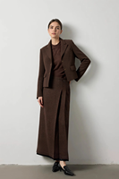 2025 marron Tweed Blazer pour femmes classique revers conception Double bouton fermeture élégant poches plaquées bureau et vêtements d'extérieur décontractés