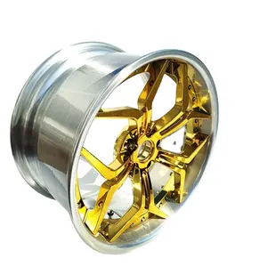 Hinese-proveedor de ruedas cromadas doradas de 19 pulgadas, 2 piezas de llantas de coche cepillado