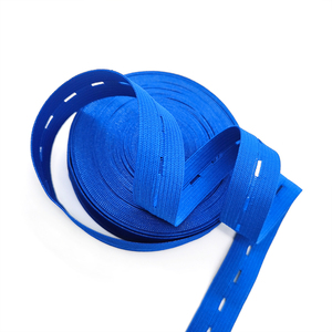 Bande élastique plate à boutonnière en polyester/spandex MILY, <span class=keywords><strong>2</strong></span>*46 <span class=keywords><strong>CM</strong></span>, bleu foncé, tricotée, couleur unie, pour couture, vêtements de mariage, sacs - Product Image 1