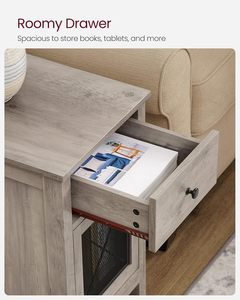 <span class=keywords><strong>Table</strong></span> d'appoint intelligente en MDF avec rangement, ports USB, prises électriques, station <span class=keywords><strong>de</strong></span> charge, tiroir, armoire et porte-revues - Product Image 6