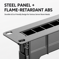 Panel Manajemen Kabel Rak Jaringan 19" 1U 48 Slot Lubang Persegi, Panel Depan Logam, ABS Tahan Api 50mm