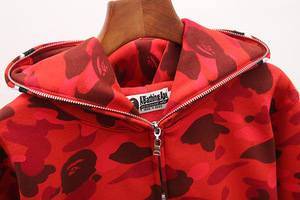 Shark Zipper <strong>Hoodie</strong> Men's 100% Cotton <strong>Hoodie</strong> Neutral Street Style <strong>Large</strong> Loose Full Zipper Embroidered Bapaes <strong>Hoodie</strong> - Product Image 5