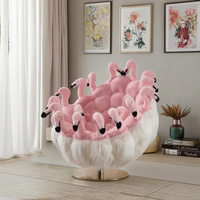 Fauteuil Flamingo Rose de Luxe, Canapé en Forme d'Animal, Chaise Moderne Unique pour Salon et Chambre, Meuble Confortable Rembourré en Éponge pour Villa et Centre Commercial