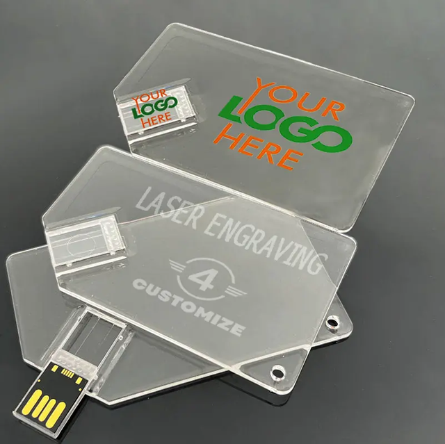 Gitra Promotional Plastic Transparent Card Usb Thumb Flash Drive 2.0 2GB 4GB Clear Glass Card Shape Pen Drive 8GB 16GB 32GB 64G