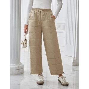 FOXA Women Winter Quilted <b>Down</b> Pants Lightweight Wide Leg Snow <b>Trousers</b> Casual Breathable With Pockets - Product Image 2