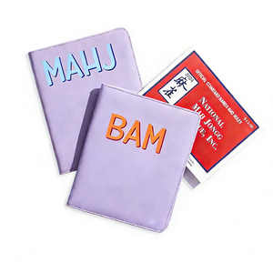 Porta <span class=keywords><strong>Carte</strong></span> Mahjong Americano Personalizzato con Monogramma 5.5"x7" in Pelle Liscia - Product Image 2