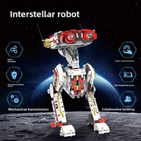 1034 Pièces Blocs de Construction Techniques en Plastique Robot Interplanétaire Modèle DIY Kit de Petites Particules à Assembler Lumières Rouges