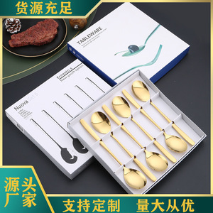 ช้อนสแตนเลส 304 ช้อนเกาหลียอดนิยมในอินเทอร์เน็ต ช้อนส้อมชุดของขวัญ ช้อนกาแฟขนมหวานสไตล์นอร์ดิก ชุดช้อน - Product Image 1