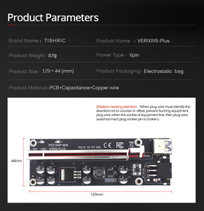 Kinggard <span class=keywords><strong>Ver</strong></span> <span class=keywords><strong>009S</strong></span> PLUS PCIe <span class=keywords><strong>Riser</strong></span> Card 1X เป็น16X Extender สาย3.0 USB 60 cm - Product Image 3