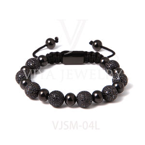 新着ラグジュアリーハンドジュエリー10mmブラスビーズマイクロジルコンパヴェ編組メンズビーズブレスレット - Product Image 4