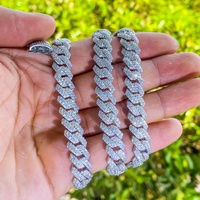 Cadena Cubana de Plata 925 Personalizada al por Mayor de 6 8 10 12 15MM, Joyería Hip Hop, Cadena Cubana con Incrustaciones de Moissanita, Collar de Diamantes