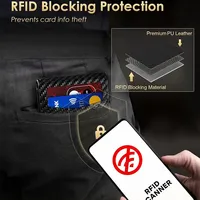 Dompet Pria Mewah, Kantong Uang, Penahan Kartu Kredit RFID, Penjepit Uang, Warna Hitam Karbon, Dompet Tipis Fashion Pria, Dompet Pop Up untuk Pria