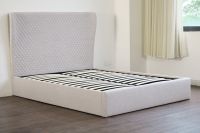 Base de Cama Otomana Tapizada Premium con Respaldo de Ala y Almacenamiento Elevable, Tamaños Queen, King, Full, Twin, Personalizable, Fácil Montaje para Alquiler