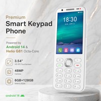 Teléfono Minimalista con Teclado Android 14, Helio G81 Octa Core, 6GB 128GB, Cámara de 48MP, Pantalla Táctil HD de 3.54'', Smartphone Global 4G LTE