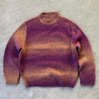 Pull en mohair pour homme avec logo personnalisé, col rond, tricot rayé, pull décontracté à manches longues, pull en mohair tricoté pour l'hiver