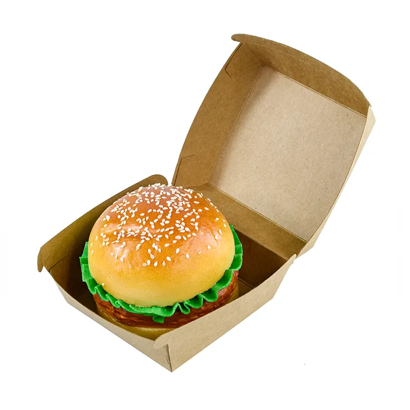 Kwongwah vendita calda Fast Food scatole di carta Hamburger scatola di carta imballaggio alimentare Burger Pack carta Kraft cartone imballaggio scatole rigide