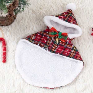 Cute Plaid Hooded Cloak for Cats & Dogs Christmas Apparel for <b>Teddy</b> and <b>Small</b> Breeds Pet Supplies Wholesale - Product Image 2