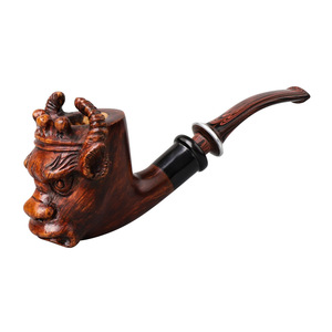 Briarwood Pipe Hand Carved Bent Shape Dark Red Cumberland Tobacco Pipe With Vulcanized Rubber Mouthpiece - Product Image 2